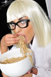 blond, girl, hungry, eating, posh, spaghetti, young