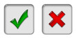 Check mark and cancel white icons, buttons
