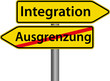 Integration anstatt Ausgrenzung Schild Zeichen