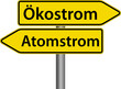 Ökostrom oder Atomstrom - Schild - Wegweiser