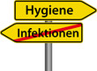 Hygiene anstatt Infektionen Schild