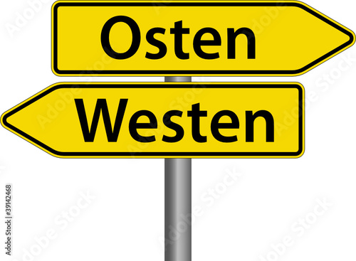 Vektor: Osten oder Westen Schild Zeichen Symbol Osten oder Westen Schild Zeichen Symbol