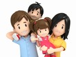 3d render of a happy family