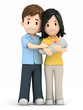 3d render of a happy family