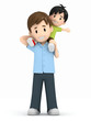 3d render of father and son