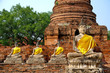 Ruin images of Buddha in Ayutthaya historical park, Thail;and.