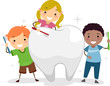 Kids Brushing a Tooth