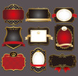 set of black gold-framed labels vector