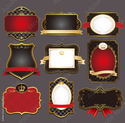 Vector: set of black gold-framed labels vector set of black gold-framed labels vector