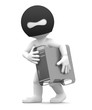 Thief stealing computer.