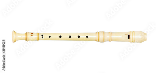 Photo: recorder flute isolated on white recorder flute isolated on white