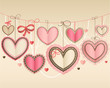Valentine`s Day vintage card with lacy paper