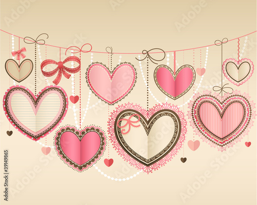 Vector: Valentine`s Day vintage card with lacy paper Valentine`s Day vintage card with lacy paper