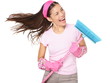 Cleaning woman singing
