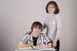 mother and son are together and smile