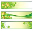St. Patrick's Day banners with clover and golden coins