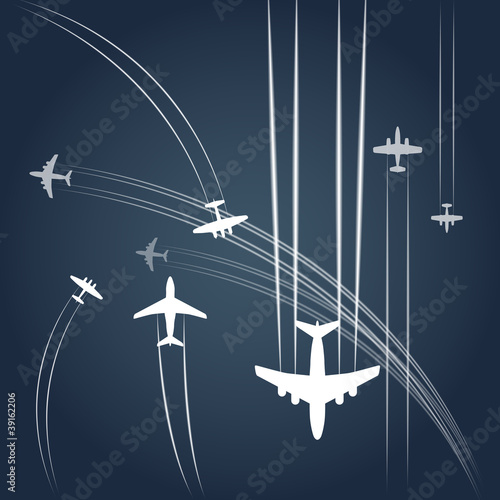 Vector: Transport and civil airplanes` paths Transport and civil airplanes` paths