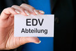 EDV Abteilung - Visitenkarte mit Hand