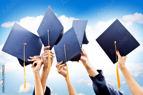 Photo: Throwing graduation hats Throwing graduation hats