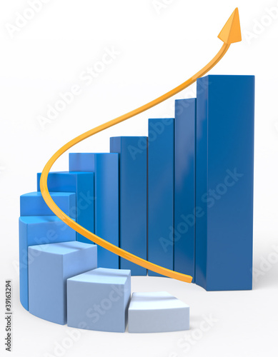 Illustration: 3D Growth graph 3D Growth graph