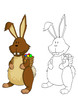 Vektor: osterhase mit korb, coloriert und outlines osterhase mit korb, coloriert und outlines