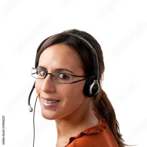 Photo: Call Center Agent looking back Call Center Agent looking back