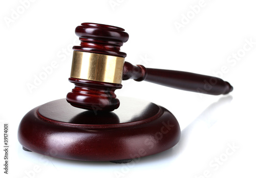 Photo: wooden gavel isolated on white wooden gavel isolated on white