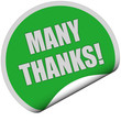 Sticker grün rund curl unten MANY THANKS!