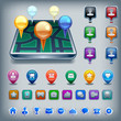 Modern Gps with colorful map pointers