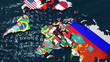 Libya World Map with Flags as Countries