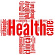 healthcare e salute - tag cloud a forma di croce rossa