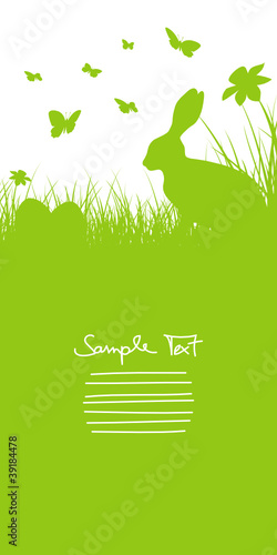 Vector: Small Card Bunny, Easter Eggs, Daffodils & Butterflies Small Card Bunny, Easter Eggs, Daffodils & Butterflies