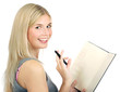 portrait of cute girl holding diary