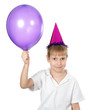 The boy with a ball isolated on white background