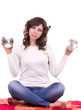 woman listening to music in headphones