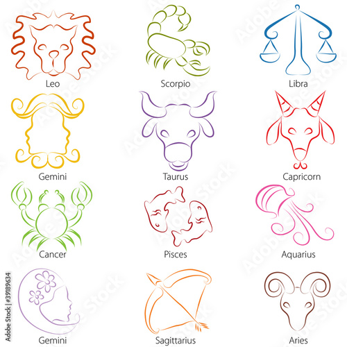 Vector: Zodiac Sign Line Art Zodiac Sign Line Art