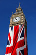 Big Ben with flag of England, London, UK