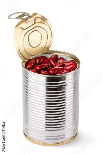 Photo: Opened tin with red beans Opened tin with red beans