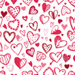 Vector: Seamless pattern with valentine hearts, sketch drawing Seamless pattern with valentine hearts, sketch drawing