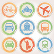 Transport web icons, grunge sticker series