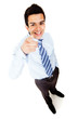 Businessman pointing at the camera