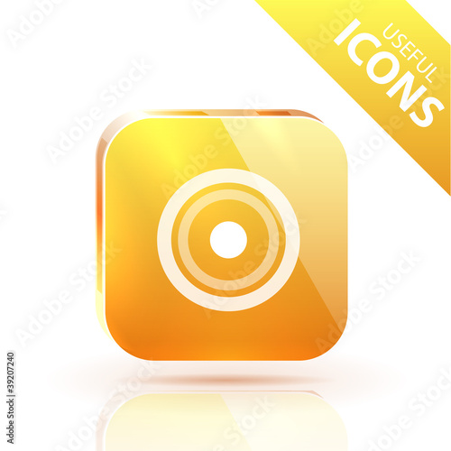 Illustration: Glossy yellow orange metallic button Glossy yellow orange metallic button