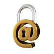 Arobase sign as padlock , isolated on white