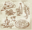 hand drawn pizza set