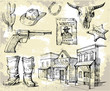 hand drawn wild west set