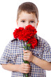 Boy with bouquet of carnations
