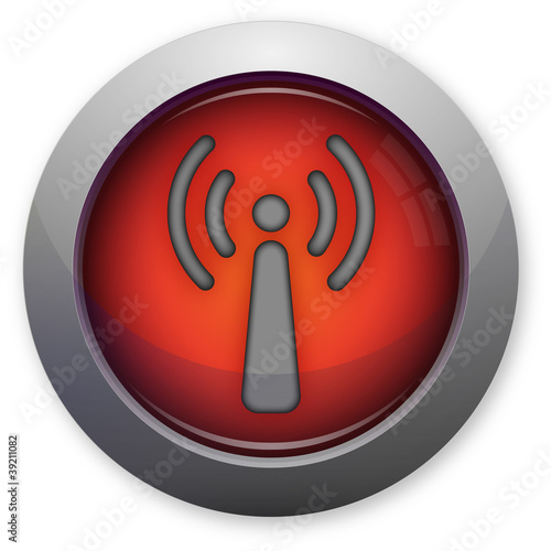 Vector: Wifi antenna symbol on red button Wifi antenna symbol on red button