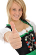 Junge Frau im Dirndl "Daumen rauf"