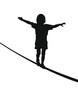 Vector: Kind balanciert auf einem Seil, Silhouette Kind balanciert auf einem Seil, Silhouette