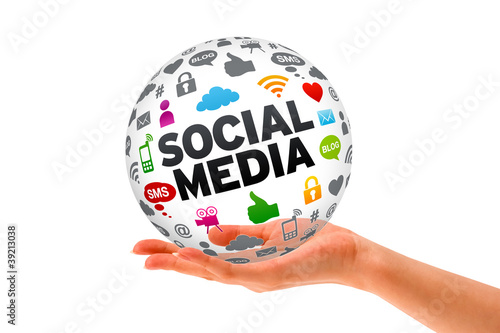 Illustration: Hand holding a Social Media 3d Sphere Hand holding a Social Media 3d Sphere
